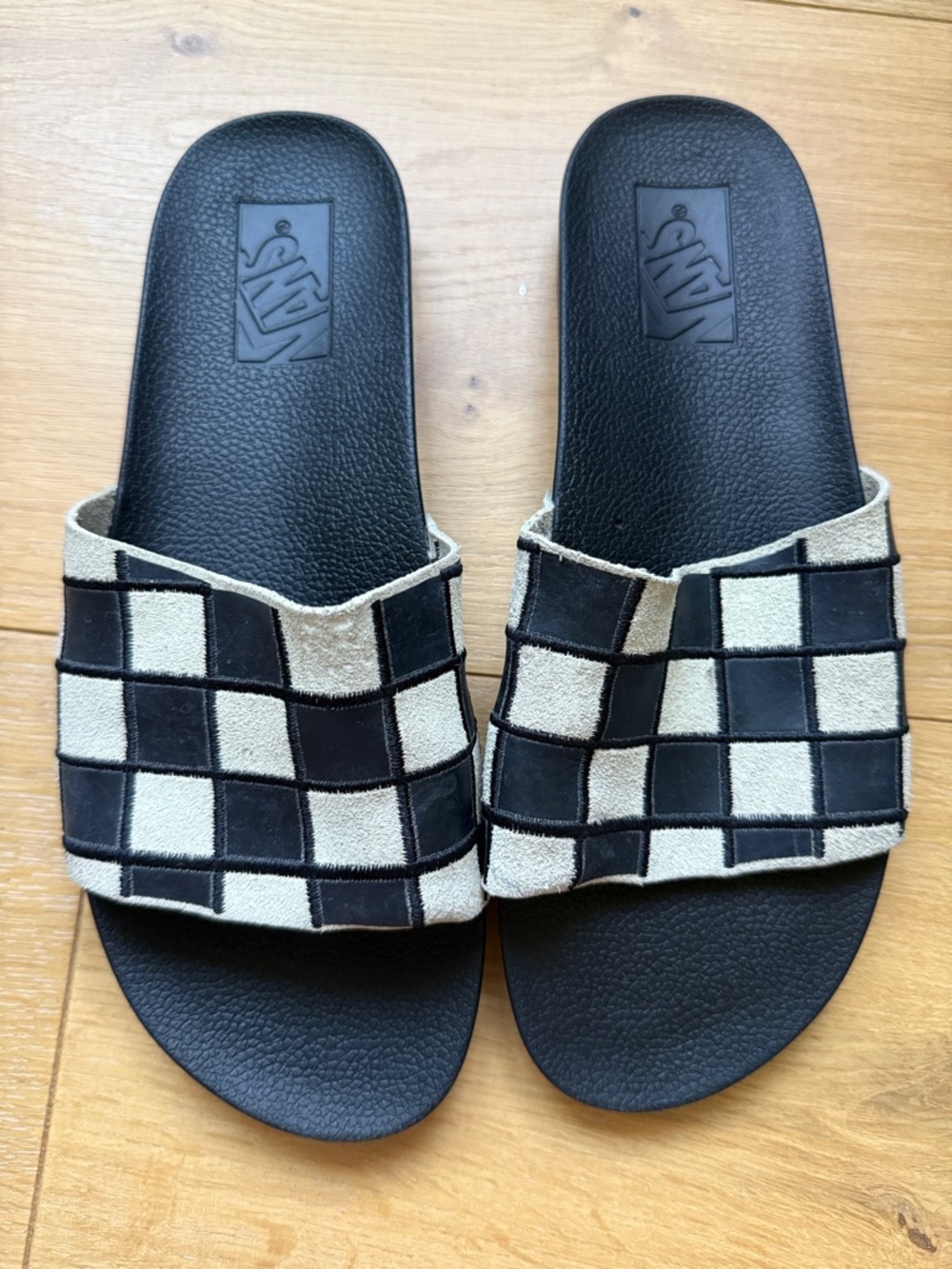 Vans Black & Cream Checkerboard Slide Sandals